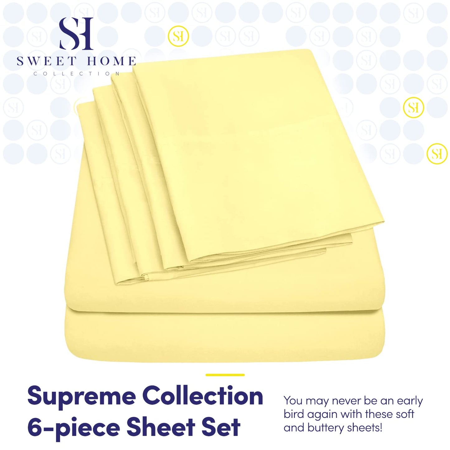 Queen Sheets Pale Yellow - 6 Piece 1500 Supreme Collection Fine Brushed Microfiber Deep Pocket Queen Sheet Set Bedding - 2 Extra Pillow Cases, Great Value, Queen, Pale Yellow