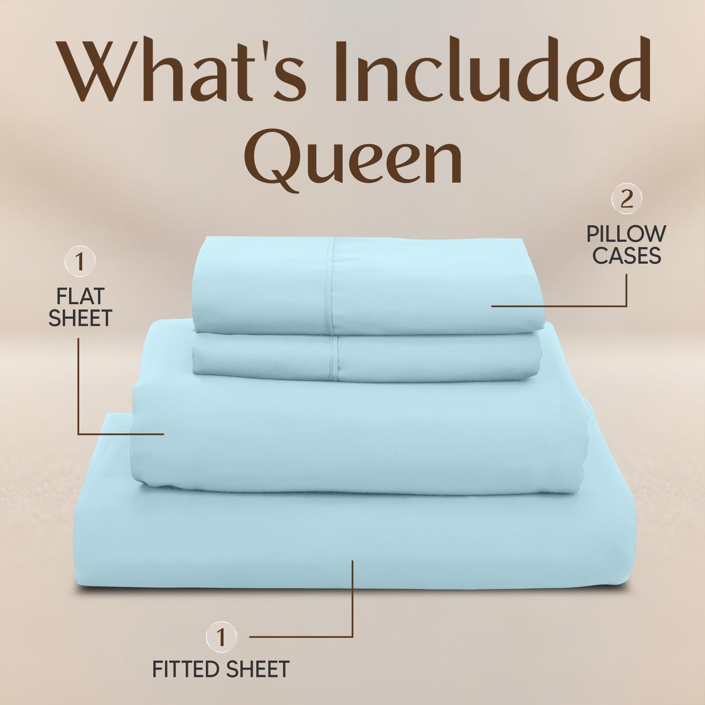 Utopia Bedding Queen Size Sheet Set – 4 Piece Bed Sheets, Soft and Breathable Microfiber, Includes 1 Fitted Sheet, 1 Flat Sheet and 2 Pillowcases – Oeko Tex (Ice Blue)