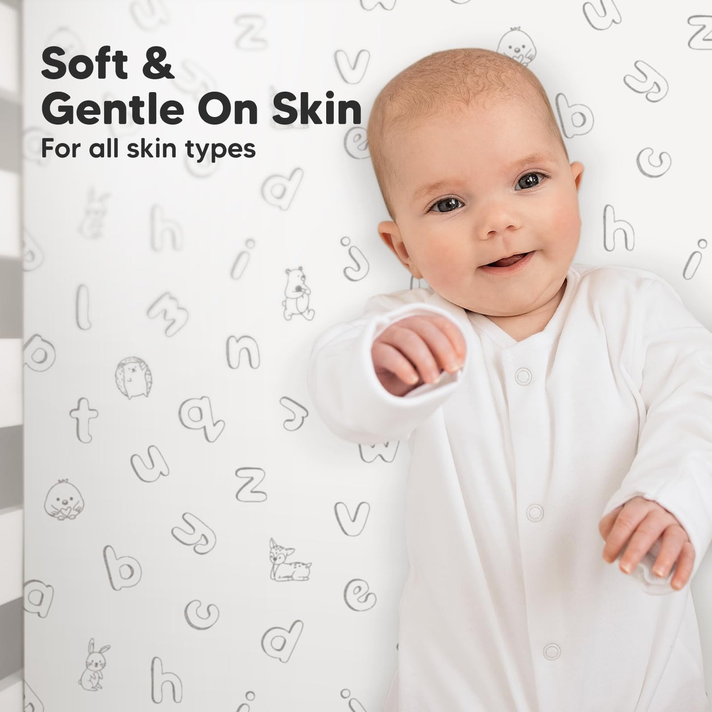 KeaBabies 2-Pack Organic Cotton Crib Sheets for Boys, Girls - 52x28 Fitted Crib Mattress Sheet Neutral, Breathable Cover for Baby Bed Set, Toddler Mattress, Soft & Cute Prints (ABC Land Sky)
