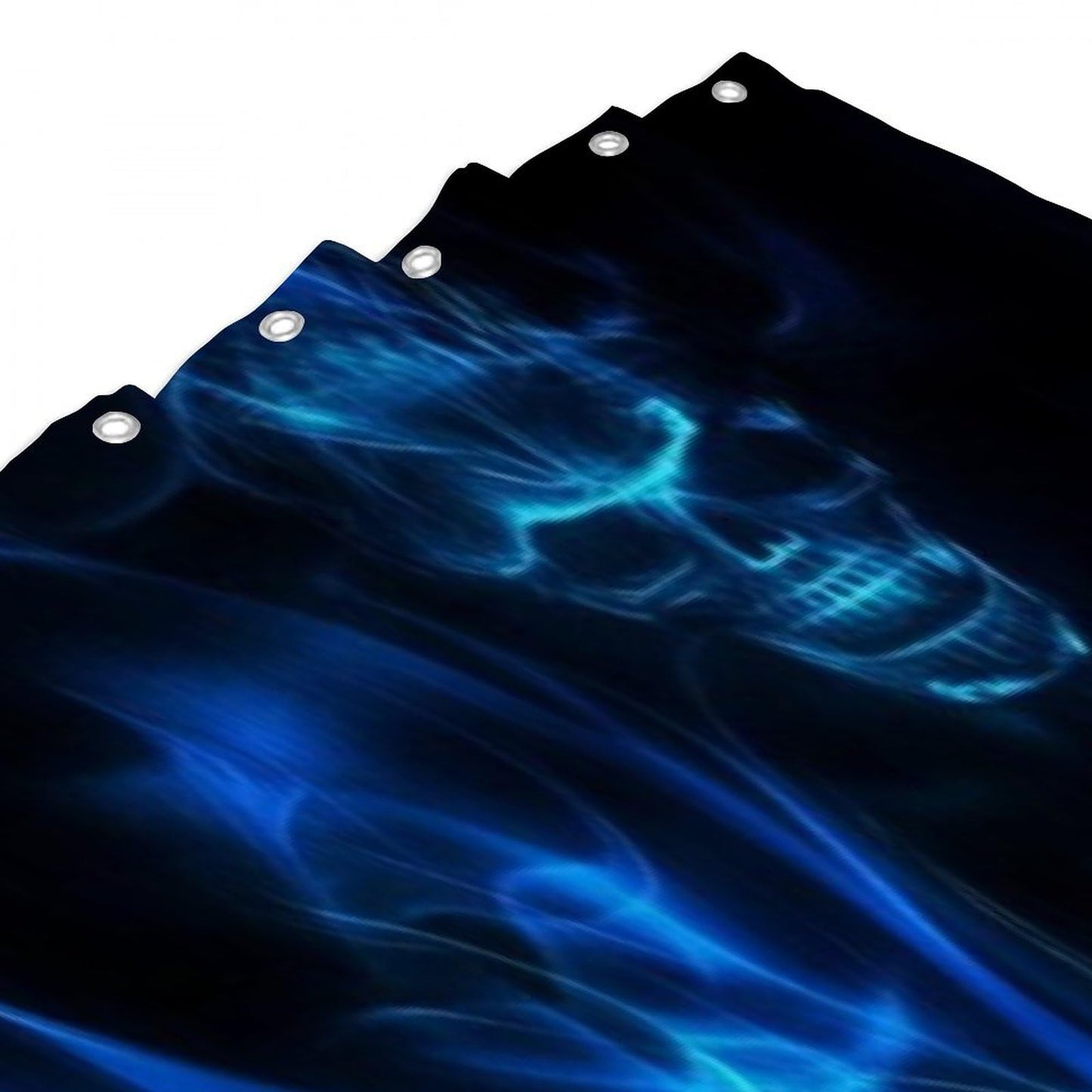 Waterproof Bathroom Decorative Shower Curtain with Curtain Hooks Skull Blue Flame, 72"x 70"