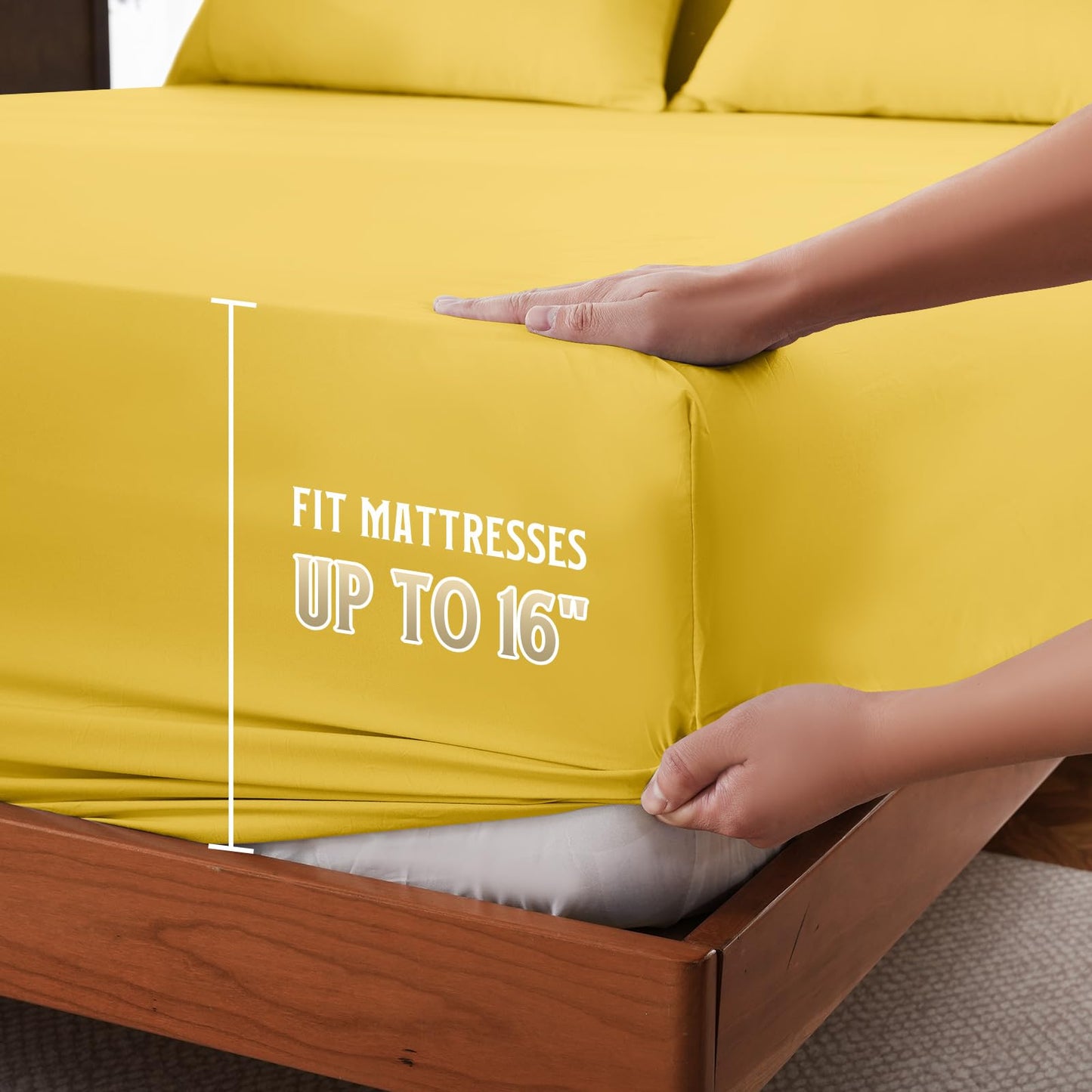 ChicView Full Sheet Set,4 Pieces Hotel Luxury Breathable Soft Microfiber Bedsheets, Anti Pilling Deep Pockets Easy Care Bed Sheets, Yellow