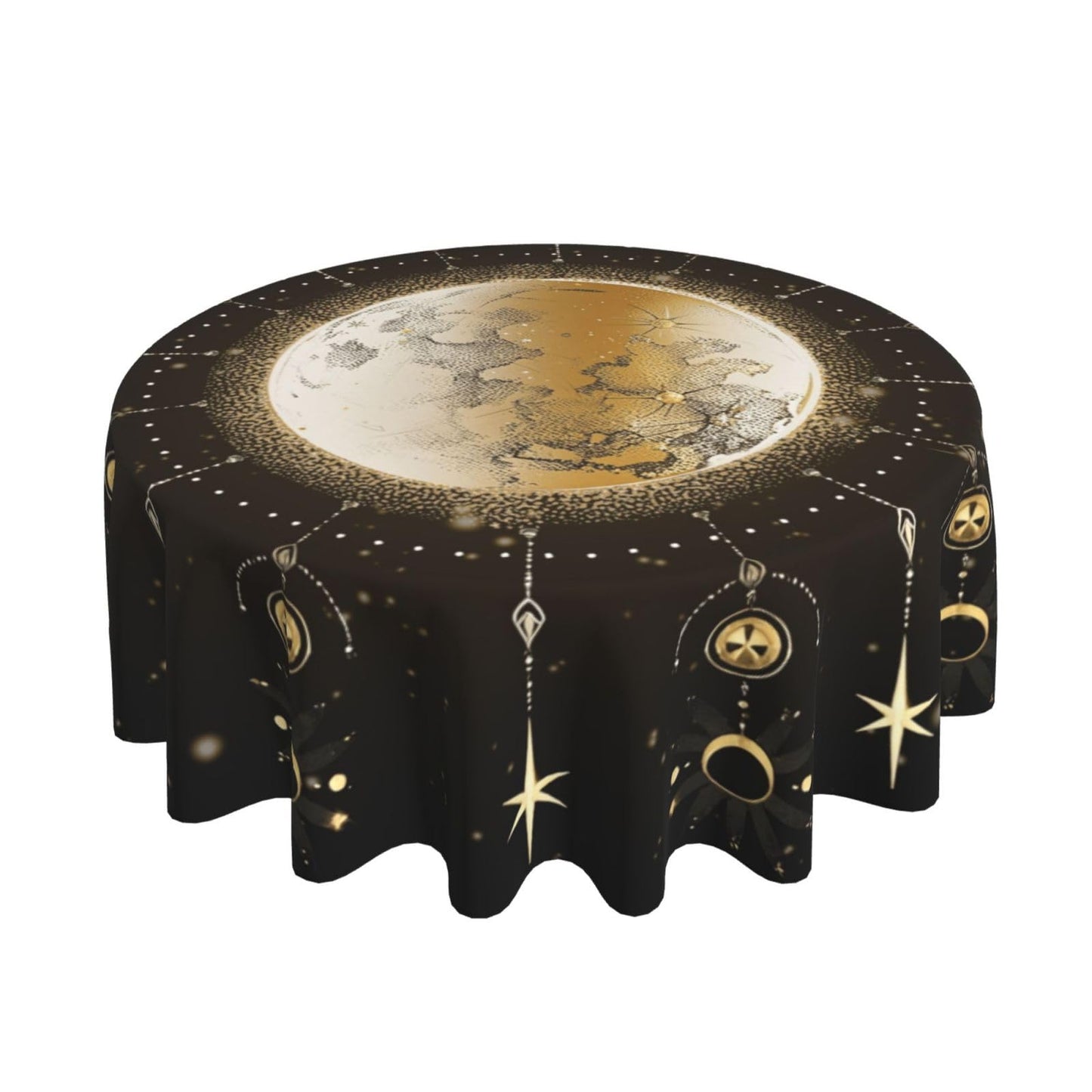 mutakin Astrology Moon Art Tablecloth Abstract Round Table Cover Washable Table Cloth for Home Kitchen Party Picnic 60 Inch