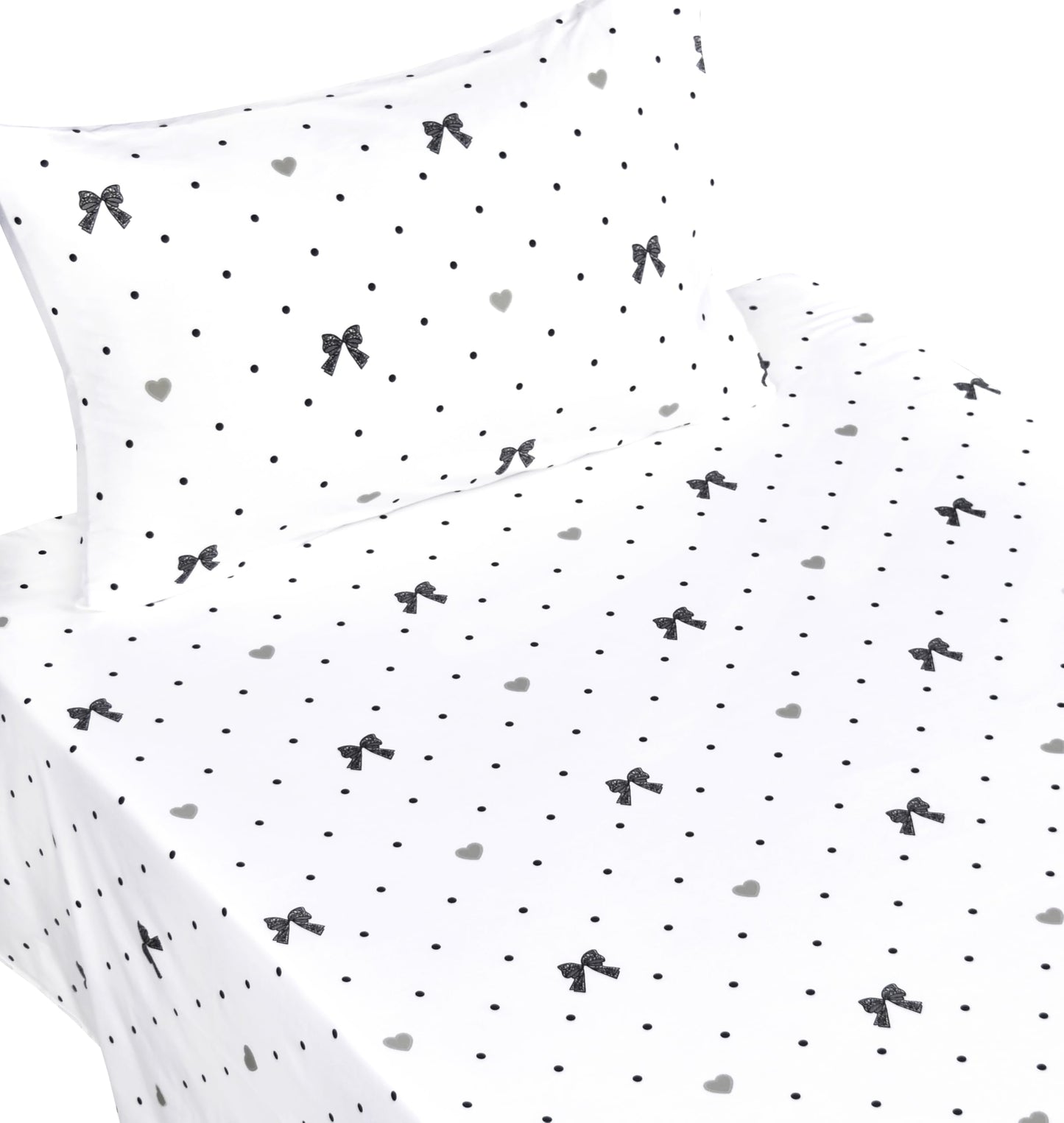 Scientific Sleep Lace Bow Romantic Bowknot Black Dot 100% Cotton 3 Pcs Twin Bed Sheet Set Kids Boys Girls Teen, Flat Sheet & Fitted Sheet & Pillowcase Child Bedding Set (Bow, Twin)