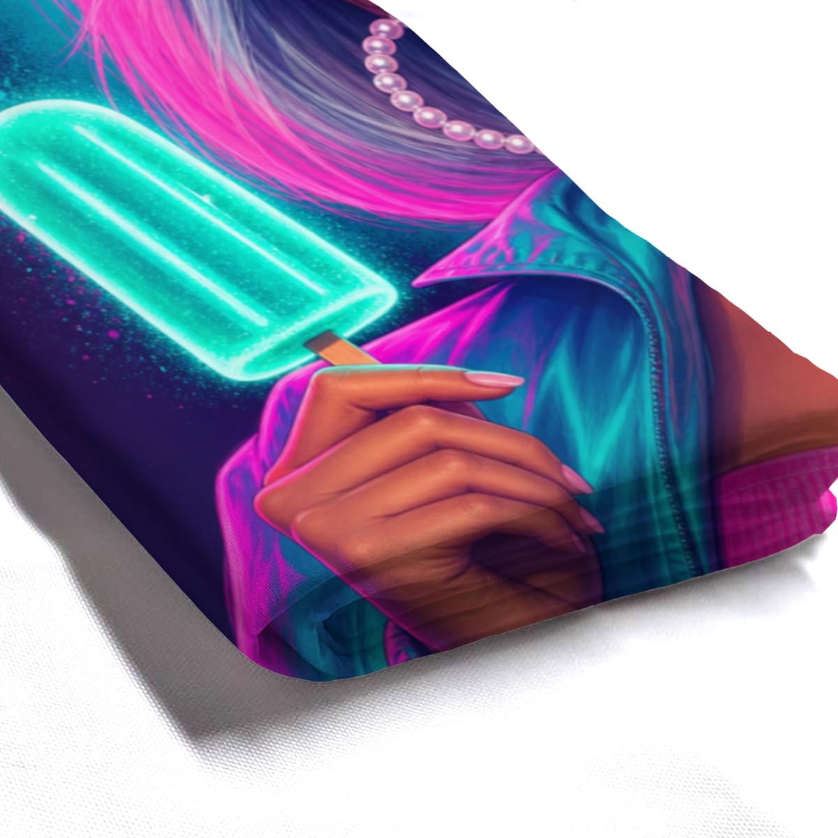TopPacific Star Sunglasses Woman Shower Curtain 72x72 Inch Shower Curtain with 12 Hooks Polyester Woman Star Sunglasses Popsicle Purple Neon Background Bathroom Decor