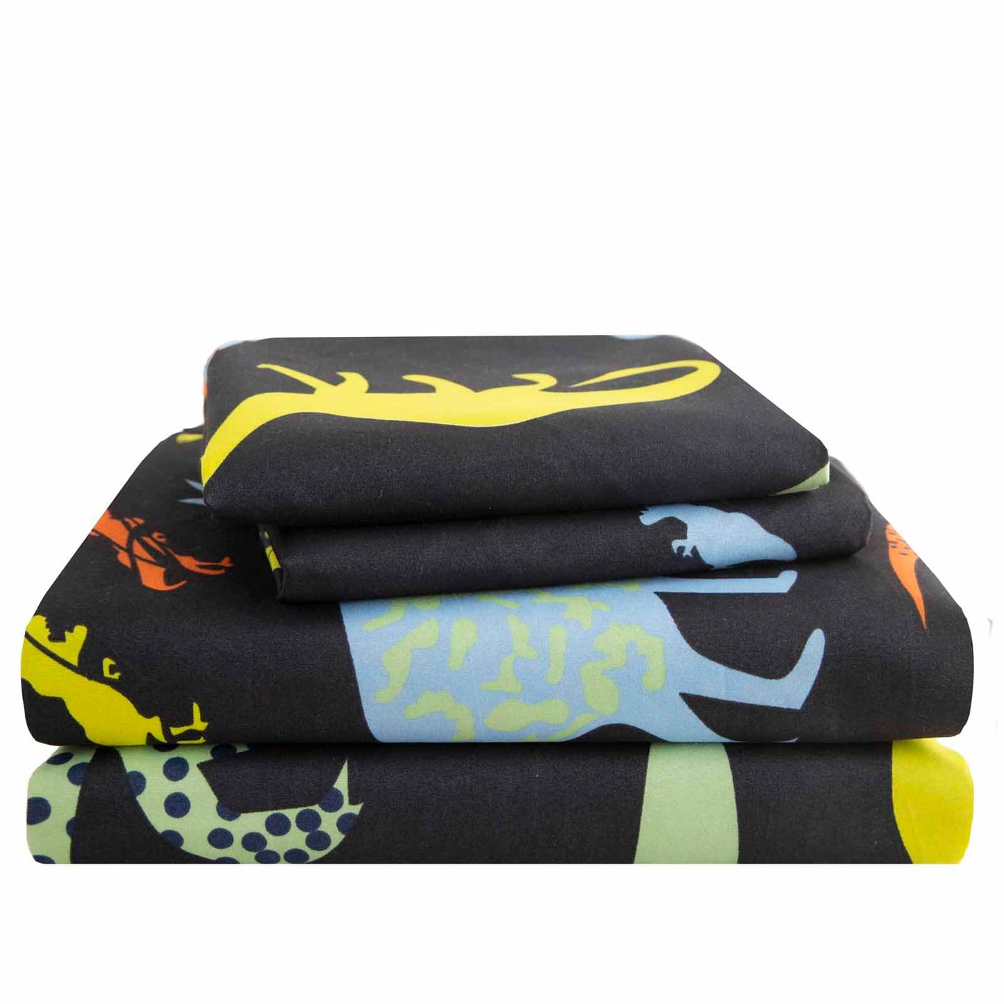 SDY 4 Pieces Dinosaur Sheets Full, Cartoon Dinosaur Full Size Sheets for Boys, Girls, Kids and Toddler, Bed in A Bag Packaged with 1 FittedSheet+ 1 Top FlatSheet + 2 Pillowcases