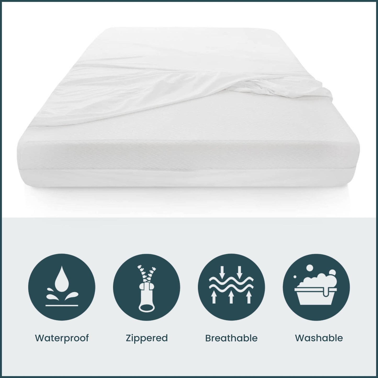 Greaton, 10 to 14 Inch Ultra Soft-Premium Zippered Mattress Protector Cover, Water Resistant, Breathable and noiseless, Twin, White
