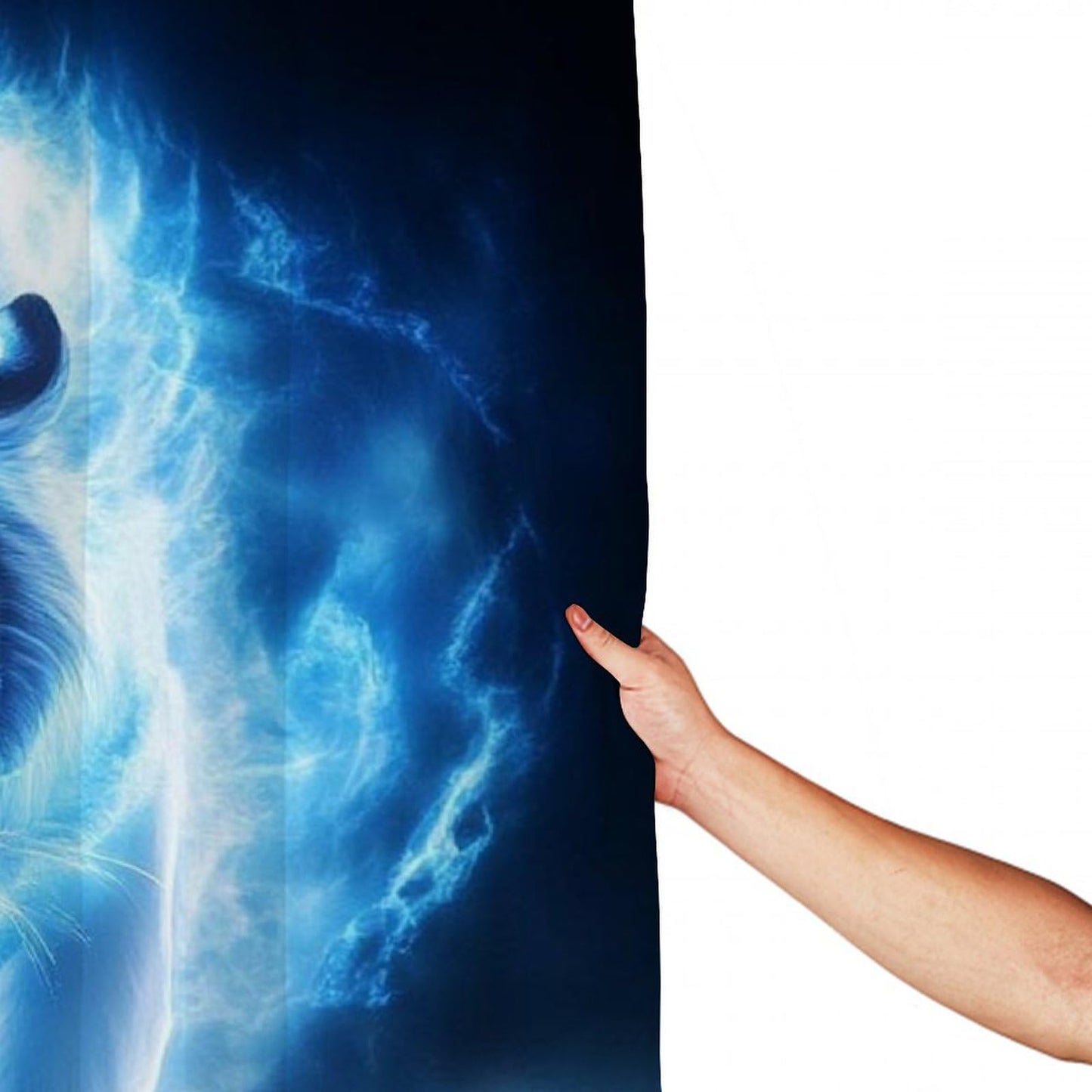 Fashion Hotel Bathroom Decorative Shower Curtain with Hooks, Blue Ice Fire Tiger Art Waterproof Lightweight Shower Curtain