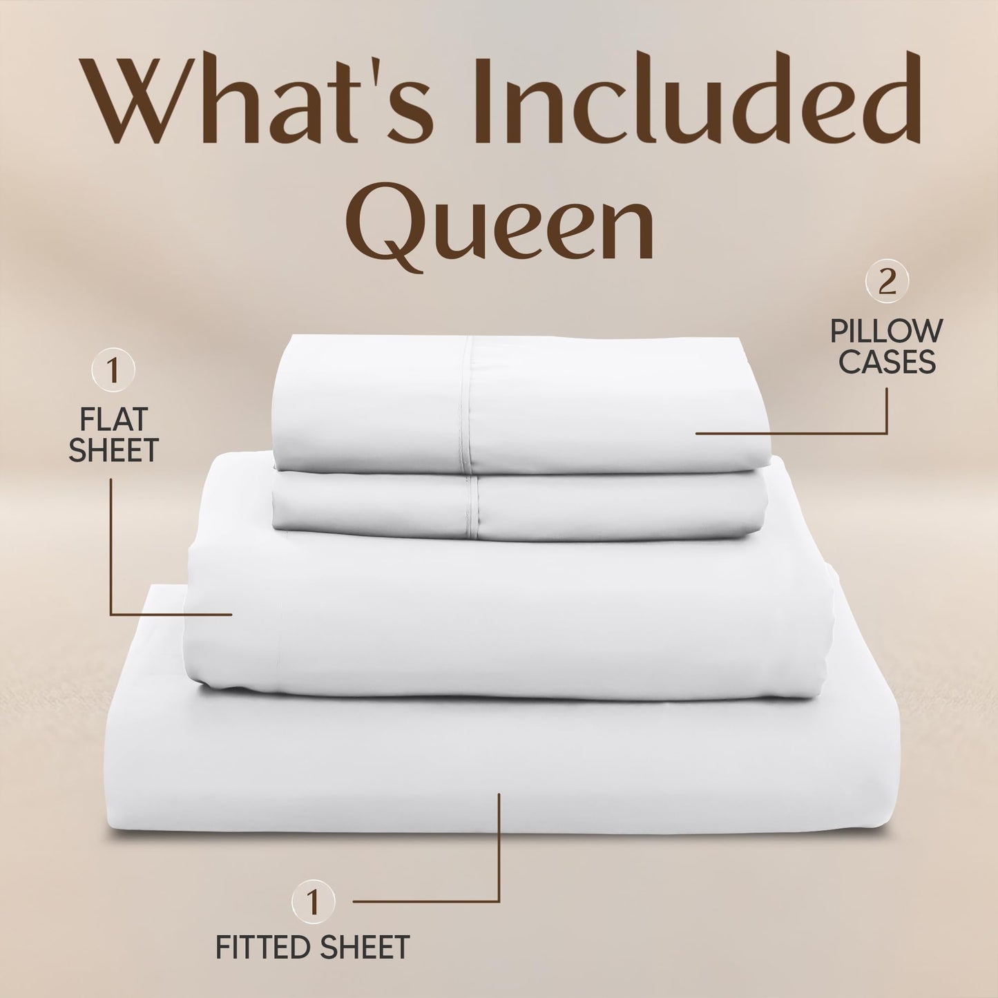 Utopia Bedding Queen Size Sheet Set – 4 Piece Bed Sheets, Soft and Breathable Microfiber, Includes 1 Fitted Sheet, 1 Flat Sheet and 2 Pillowcases – Oeko Tex (White)