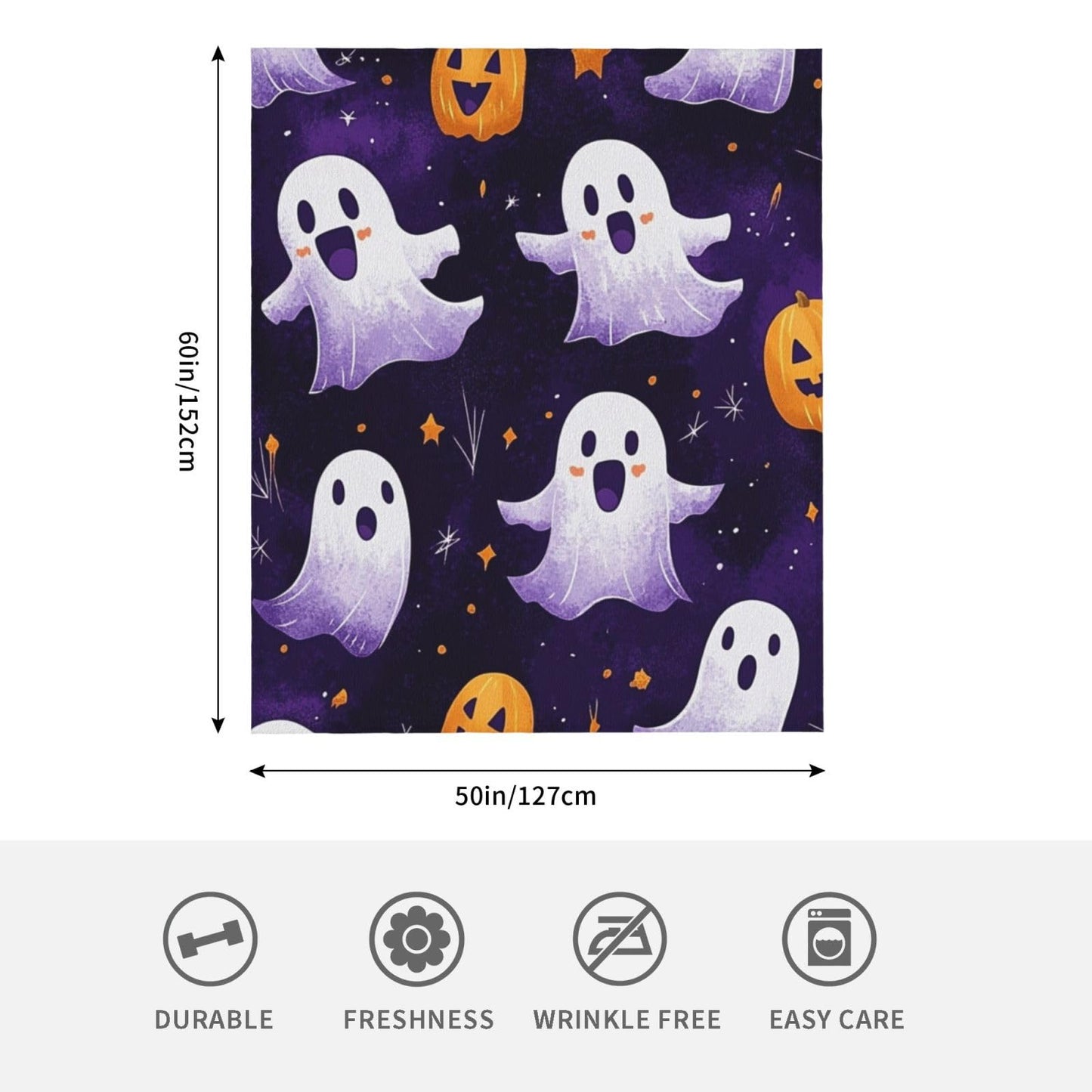 CDSASHCA Spooky Cute Flannel Blanket,Soft Fleece Throw with Smiling Ghosts Motif,Lightweight & Warm,Ideal for Fall Snuggles Or Festive Presents,Vibrant Design,Gifts for Friedns and Family 50X60 Inch