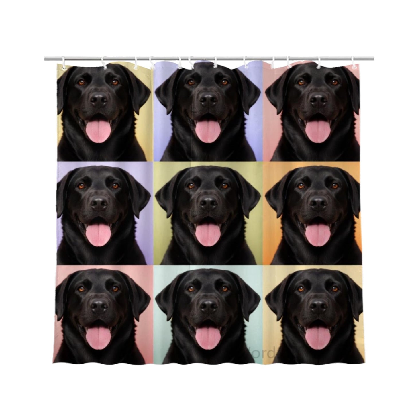 Wordatu Black Labrador Dog Shower Curtain Fun Puppies in Dogs Print, Cloth Fabric Bathroom Decor Set with 12 Hooks 72x72