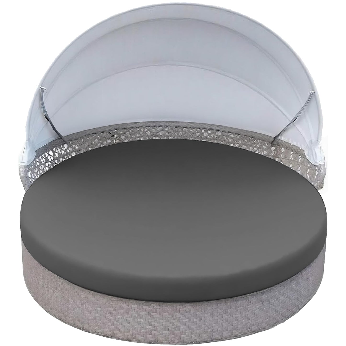 ADXTPB Outdoor Round Daybed Cushion Cover Waterproof,Patio Circle Day Bed Mattress Covers with Elastic Band,Sunbed Sun Island Cushions Replacement Slipcover,Cover ONLY(Dark Grey, 66 * 6in)