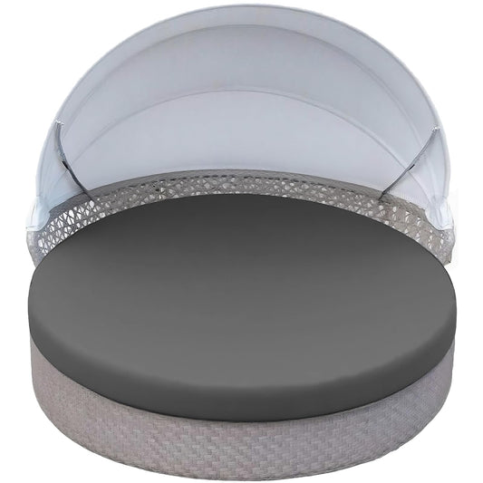 ADXTPB Outdoor Round Daybed Cushion Cover Waterproof,Patio Circle Day Bed Mattress Covers with Elastic Band,Sunbed Sun Island Cushions Replacement Slipcover,Cover ONLY(Dark Grey, 66 * 6in)