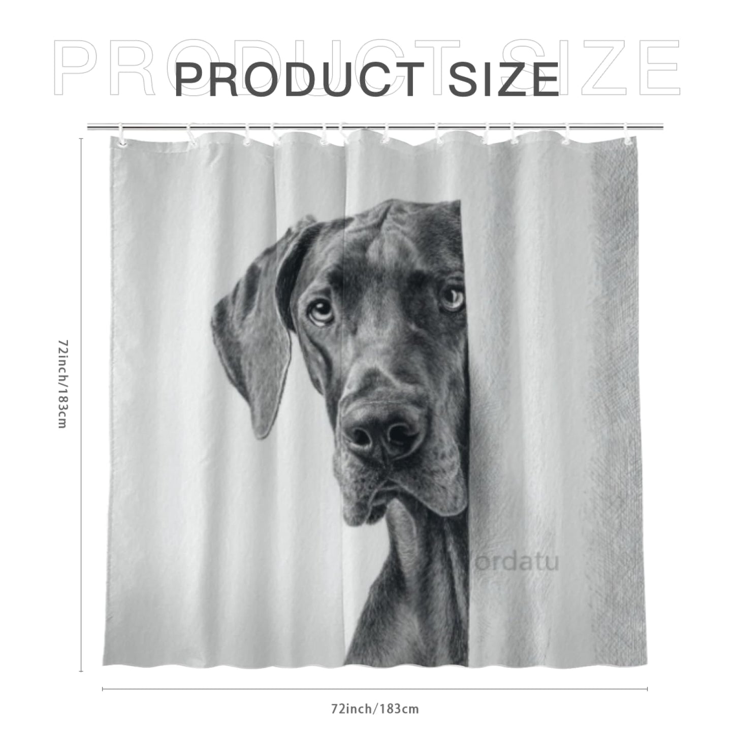 Wordatu Great Dane Shower Curtain Bathroom Set 72x72 Inches Taking a Bubble Bath Animal Bath Animal Pet Dog Art Home Decor 12 Hooks