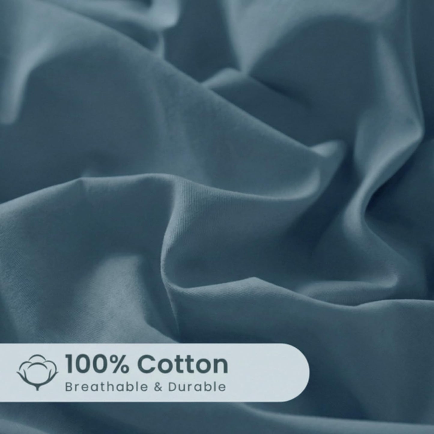 Cozaline 100% Cotton Dark Blue Queen Size Duvet Cover Set - 3 Pieces Pintuck Pleated Duvet Cover, Soft Breathable Duvet Cover with Zipper Closure, Modern Minimalist Bedding Set