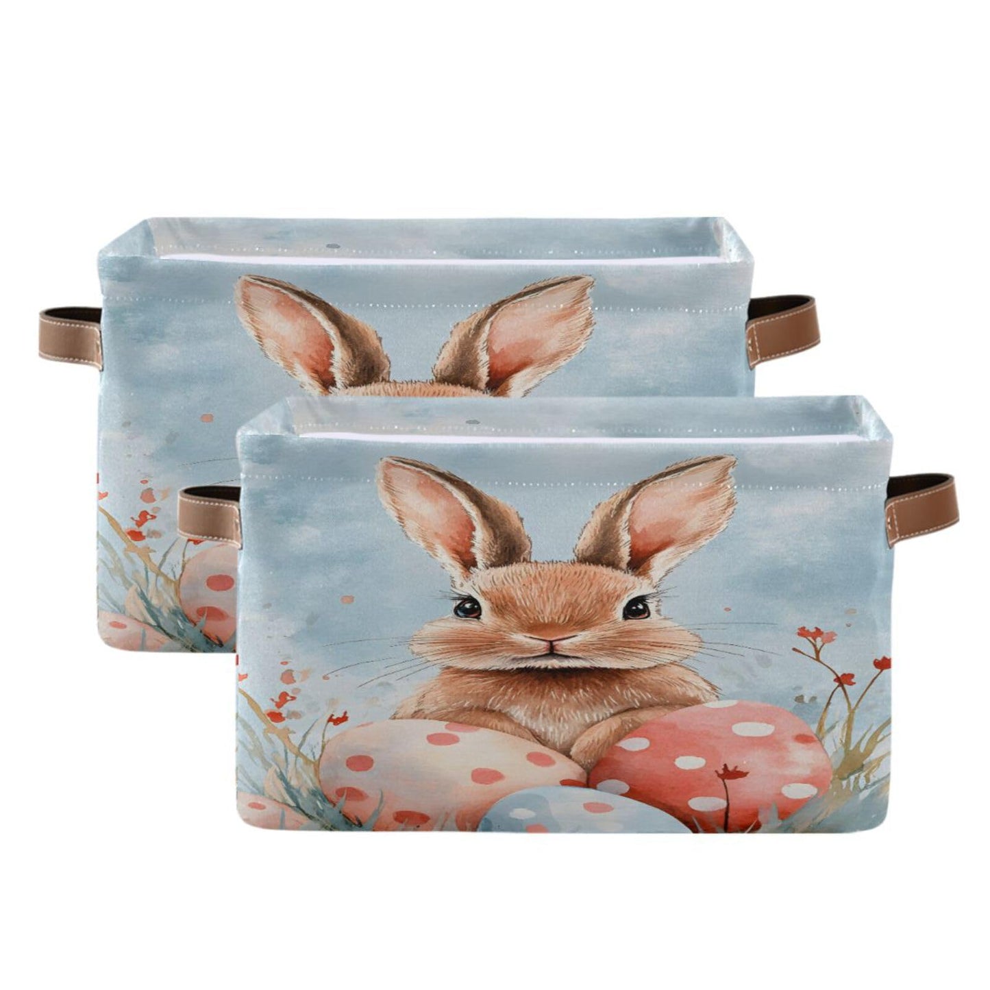 senya Easter Storage Basket, Easter Rabbit Bunny K Foldable Fabric Collapsible Storage Bins Organizer Bag for Storage Clothes