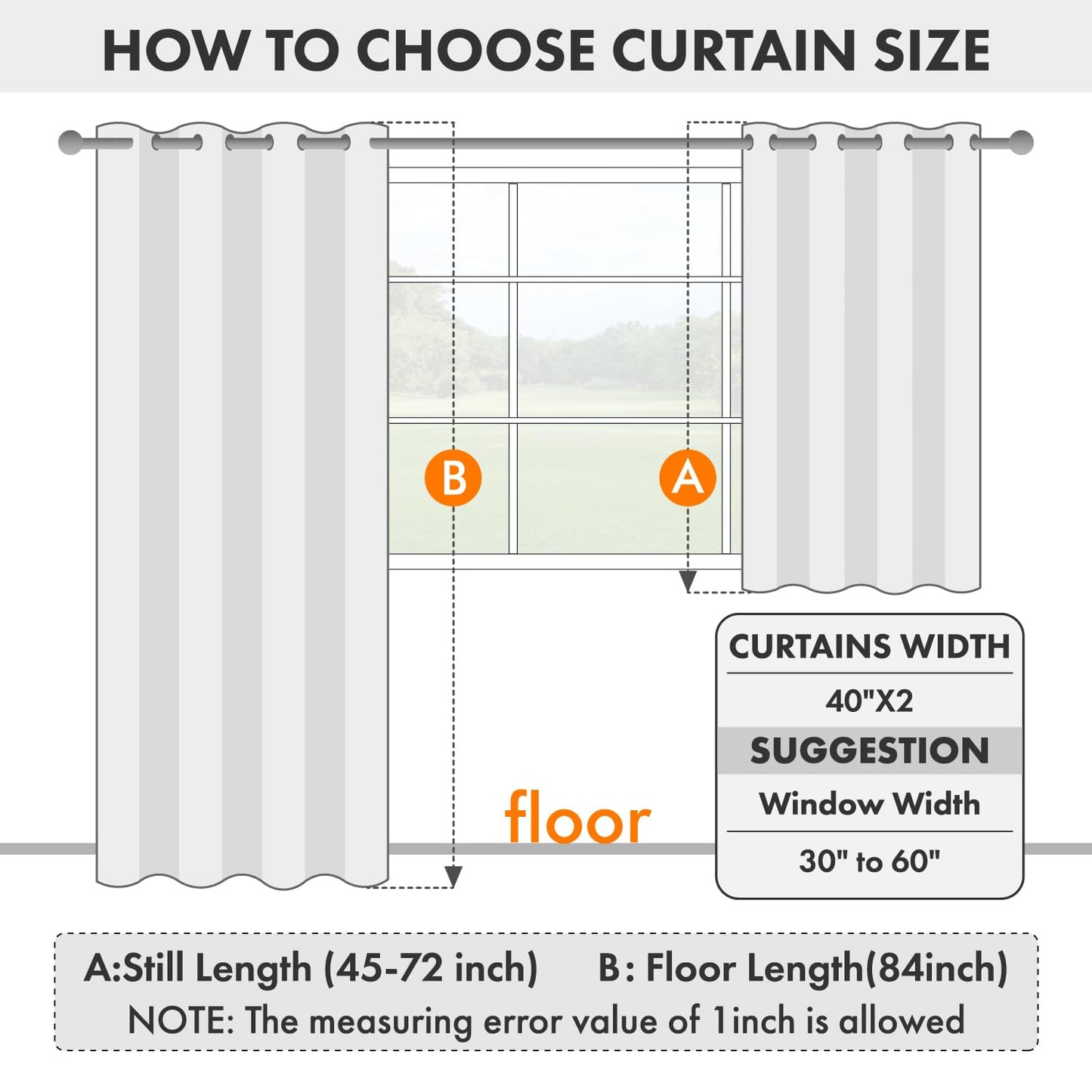Woaboy Stone Blue Blackout Curtains for Bedroom Living Room 63 Inch Long 2 Panels, Solid Thermal Insulated Grommet Drapes, Room Darkening Sunlight Blocking Window Treatments, W40 x L63 Inch