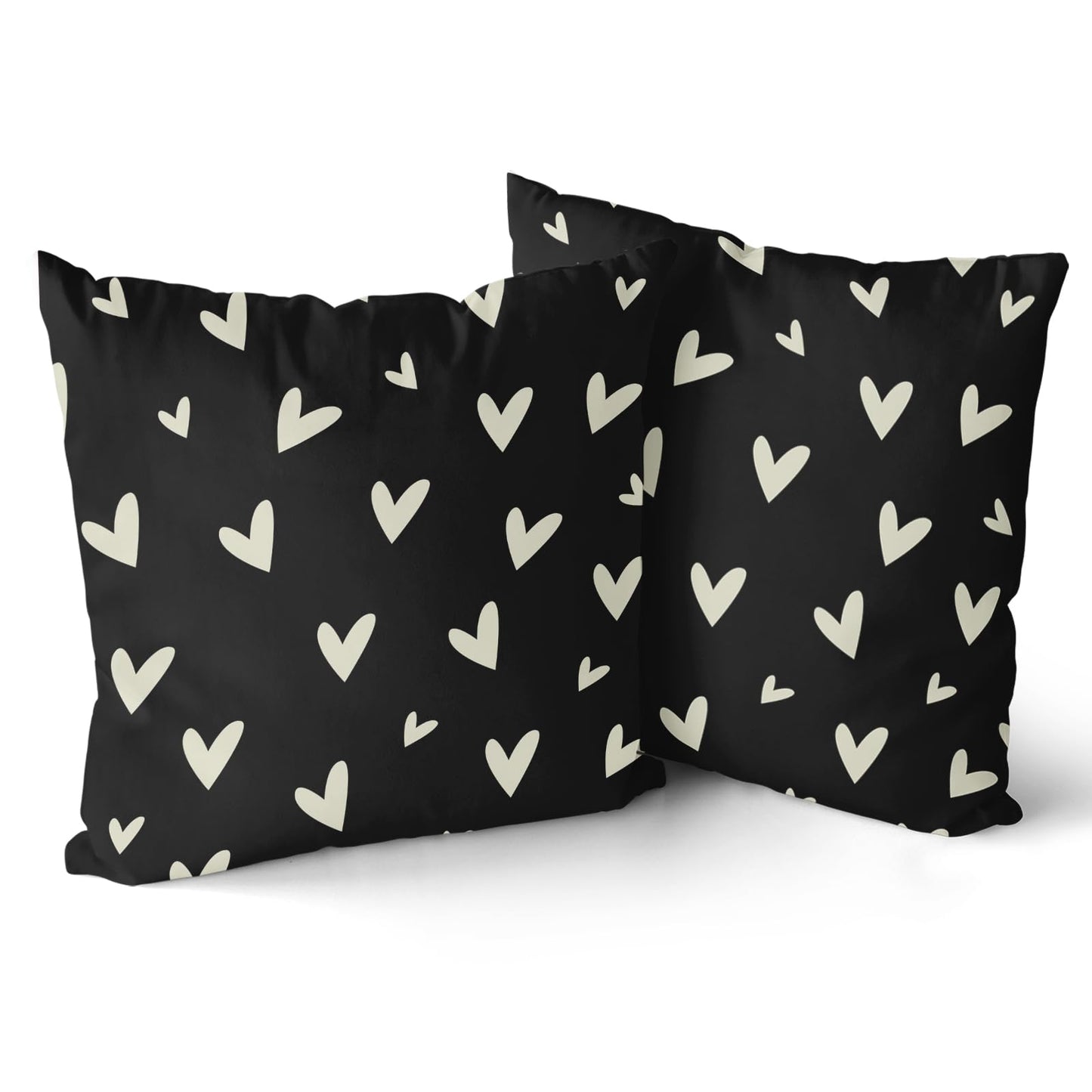 Valentines Pillow Covers 18x18 Set of 2 Black Love Heart Holiday Decorative Throw Pillows Romantic Valentine Day Themed Gifts Pillowcase Cotton Square Cushion Cover Decor for Home Couch Bed Soft