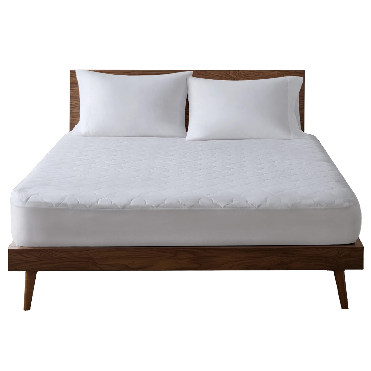 Sleep Philosophy Full Mattress Pad, Cotton Mattress Protector Classic Cloud Quilted Bed Cover, All Natural Breathable Mattress Topper Fitted Pocket Fits Up to 18", Machine Washable, White
