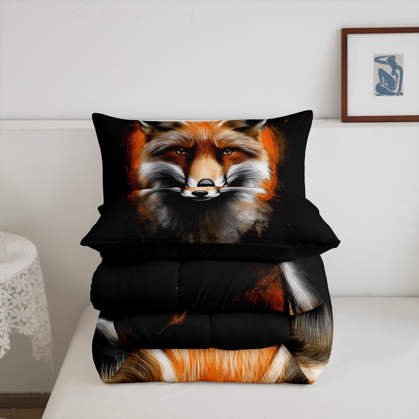 Feelyou Fox Comforter Set Twin Size Kids Cute Cartoon Fox Bedding Set for Boys Girls Teens Orange Animal Comforter Breathable Woodland Fox Duvet Set Nature Wildlife Quilt Set