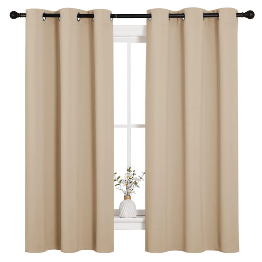 NICETOWN Thermal Insulated Grommet Room Darkening Curtains/Draperies/Panels for Bedroom (2 Panels, W42 x L63 inches, Biscotti Beige)