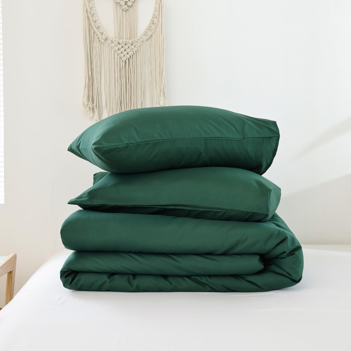 ROSGONIA Comforter Full Size for Girls Boys Teen,3pcs(1 Dark Emerald Green Comforter & 2 Pillowcases),Soft Kids Comforter Sets All Season Dorm Bedding