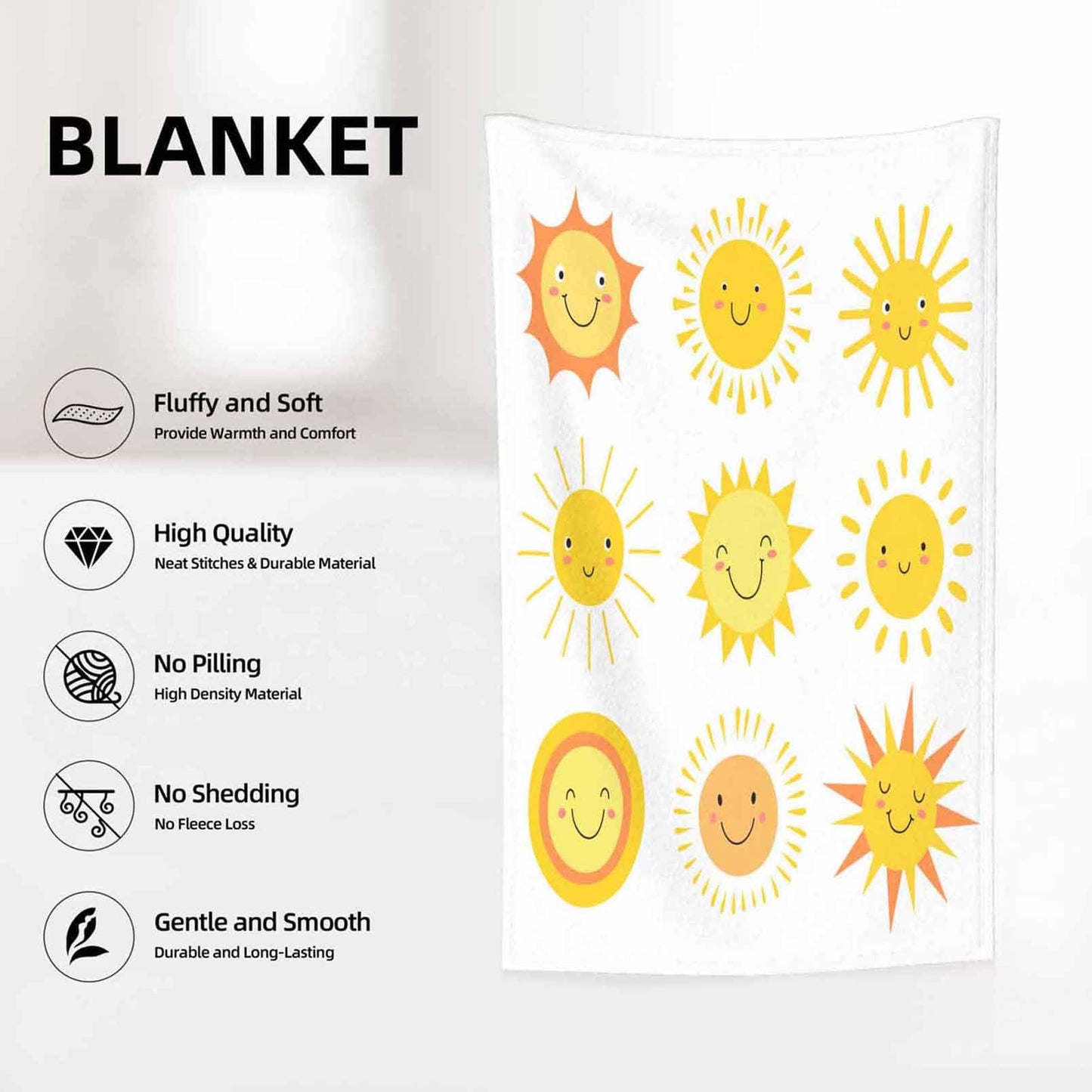 Throw Blanket 50x60 Inch,Funny Summer Sunshine Cozy Soft Lightweight Fuzzy Flannel Blanket Suitable for Couch Bed Sofa Living Room in All Seasons
