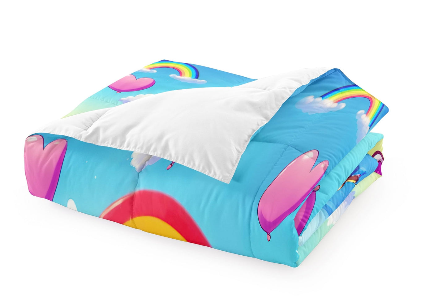 Jiospet Rainbow Cat Comforter Twin Size - Cute Cartoon Bedding for Girls Room, Twin Comforter Set with 1 Comforter + 1 Pillowcase