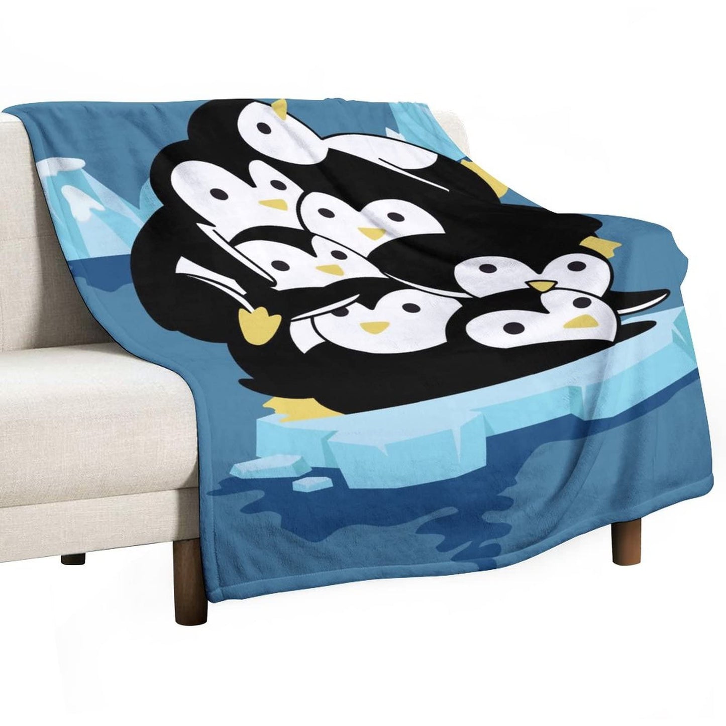 Penguin Blanket Gifts - 60"x80" Cute Throw Blanket for Adults, Kids - Blue Soft Plush Blankets for Bed, Couch & Living Room