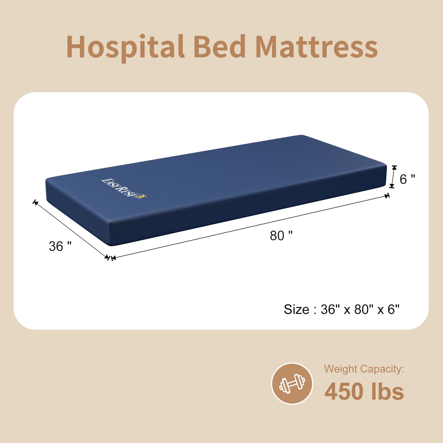 EASY REST Hospital Bed Mattress for Home & Clinical Use – 80” x 36” x 6”