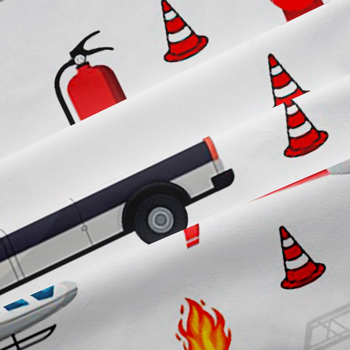 Feelyou Truck Curtains for Bedroom Living Room Fire Truck Blackout Shades Car Room Darkening Curtain Firefighter Window Treatments, 2 Panels 52 x 84 Inch Firemen Car Vehicle Decor