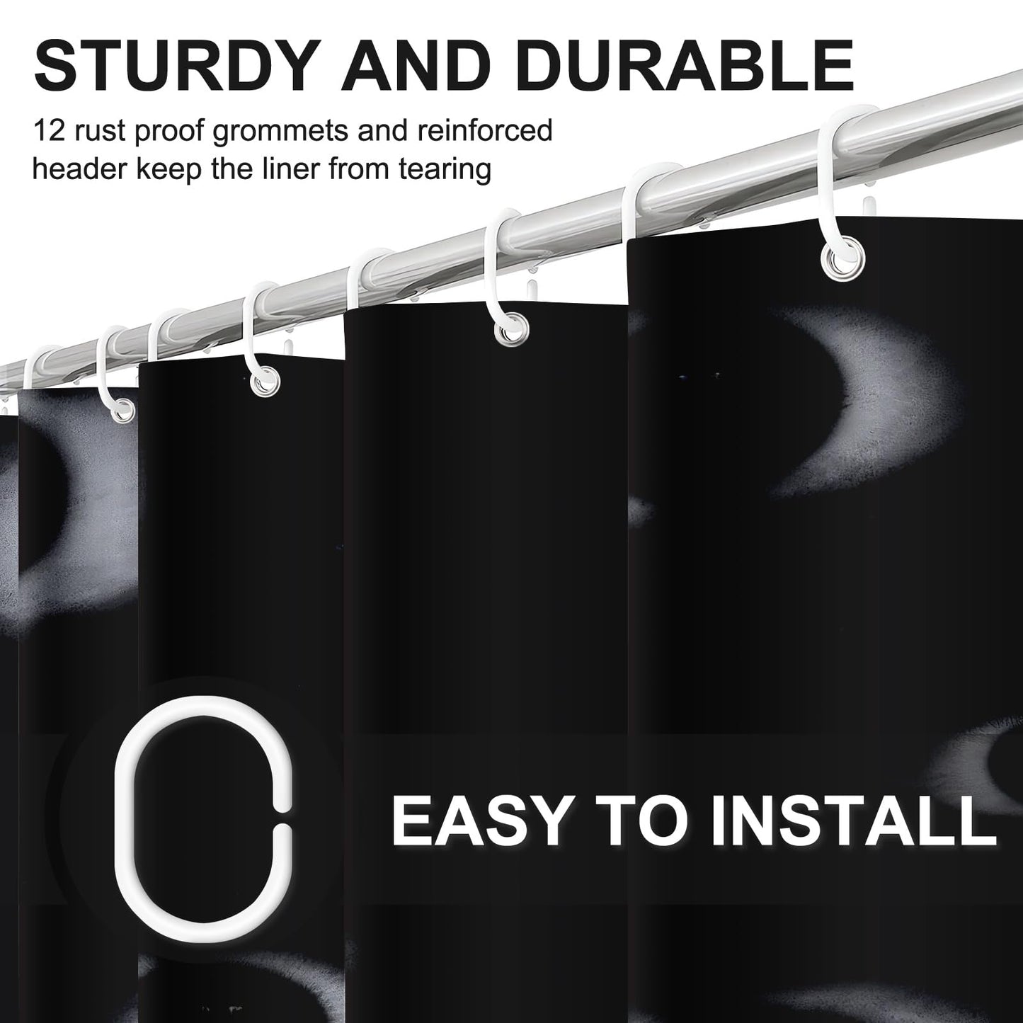 Horror Creepy Eyes Shower Curtain 72x72, Gothic Halloween Bathroom Decor