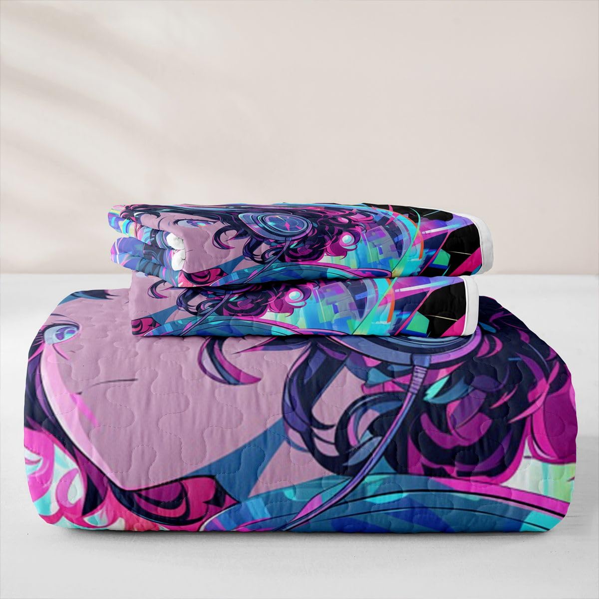 Erosebridal Japanese Anime Quilts King Size - Fashion Cool Girl Bedspread Coverlet Set, Anime Gifts Quilt Coverlets 3 Pieces