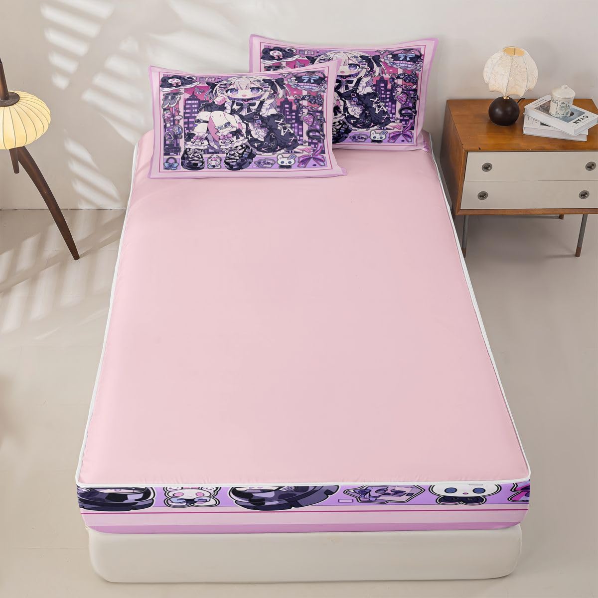 Erosebridal Japanese Uniform Girl Kids Comforter Set with Zipper, Anime Gift Twin Size Zipper Bedding Set, Kawaii Coquette Bed-in-A-Bag
