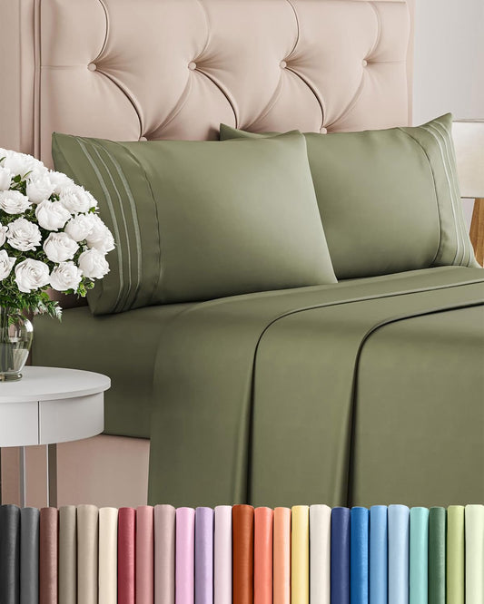 Full Size 4 Piece Sheet Set - Comfy Breathable & Cooling Sheets - Hotel Luxury Bed Sheets for Women and Men - Deep Pockets, Easy-Fit, Soft and Wrinkle Free Sheets - Sage Green Oeko-Tex Bed Sheet Set