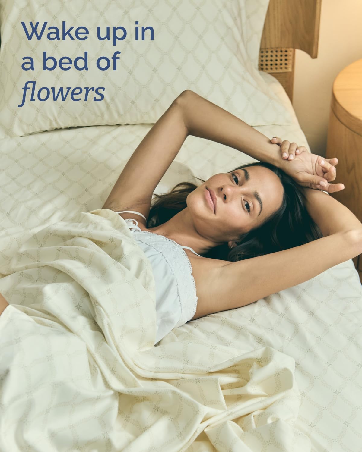Floral Sheets - Neutral Floral Bed Sheet Set - 1 Flat & 1 Fitted & 2 Pillowcases w/ Deep Pockets - Comfy, Wrinkle & Fade Free Boho Botanical Bedding - Ultra-Soft, Breathable & Cooling - Full Size