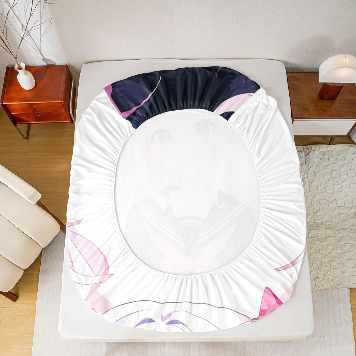 Erosebridal Kawaii Japanese Girl Sheets Cartoon Anime Bedding Set Twin for Kids Boys Girls 3D Japanese Style Bed Sheets Set Sailor Suit Uniform Girl Design Fitted Sheet + Top Sheet + 1 Pillowcase