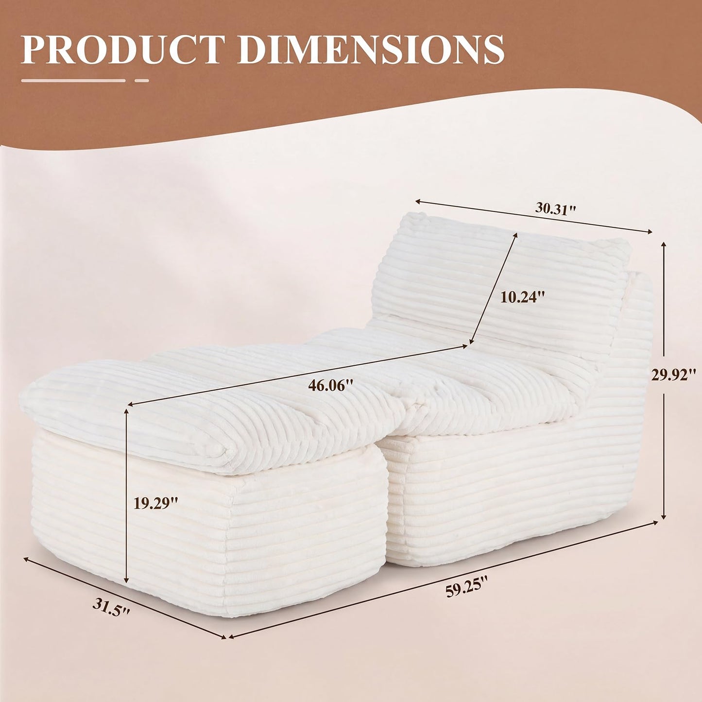 CHAIRKER Boneless Chaise Lounge Chair with Ottoman
