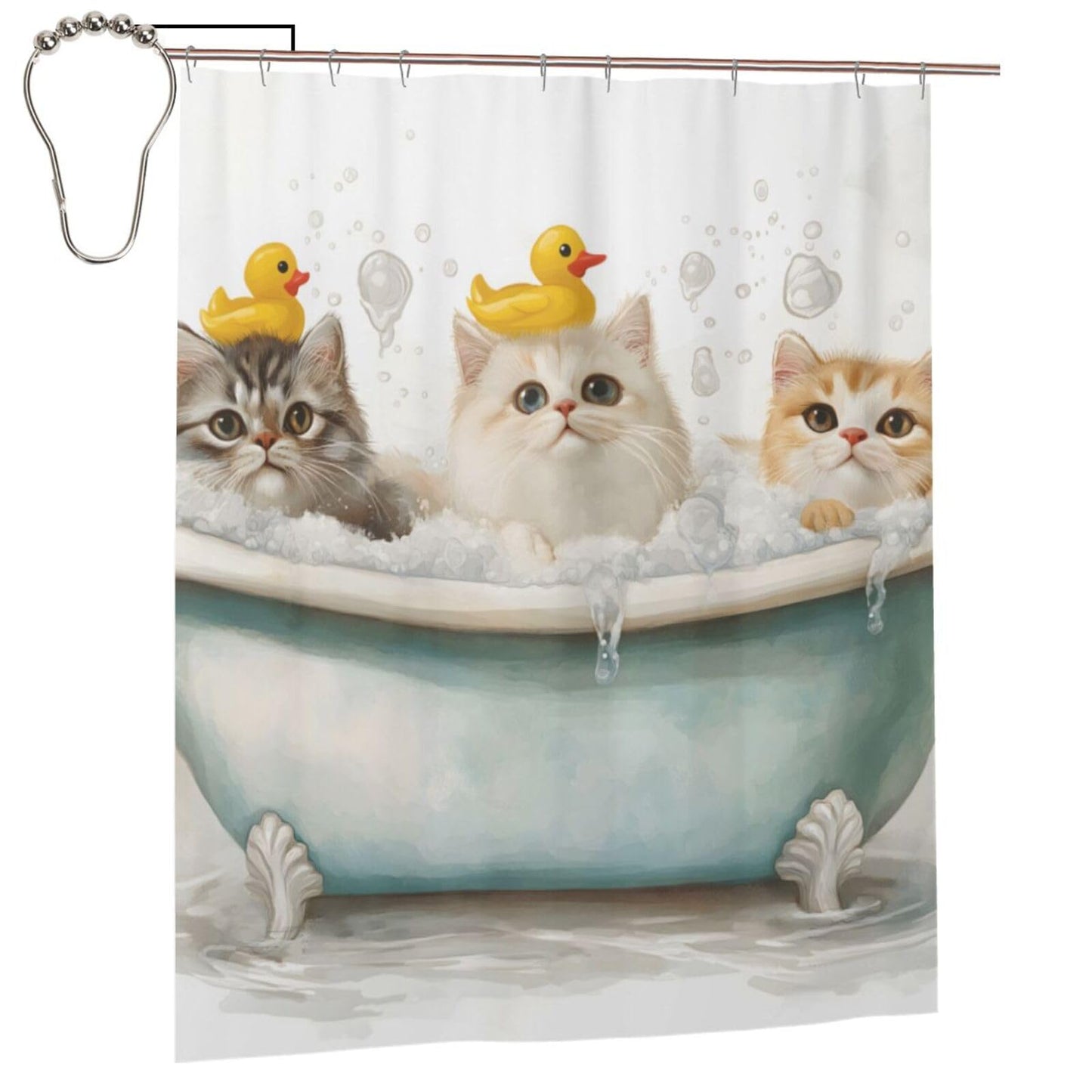 HEILIVIO Shower Curtain Cut cat Waterproof Fabric Stylish Durable Bathroom Decor,Quick-Dry,60x72inches,Includes Hooks