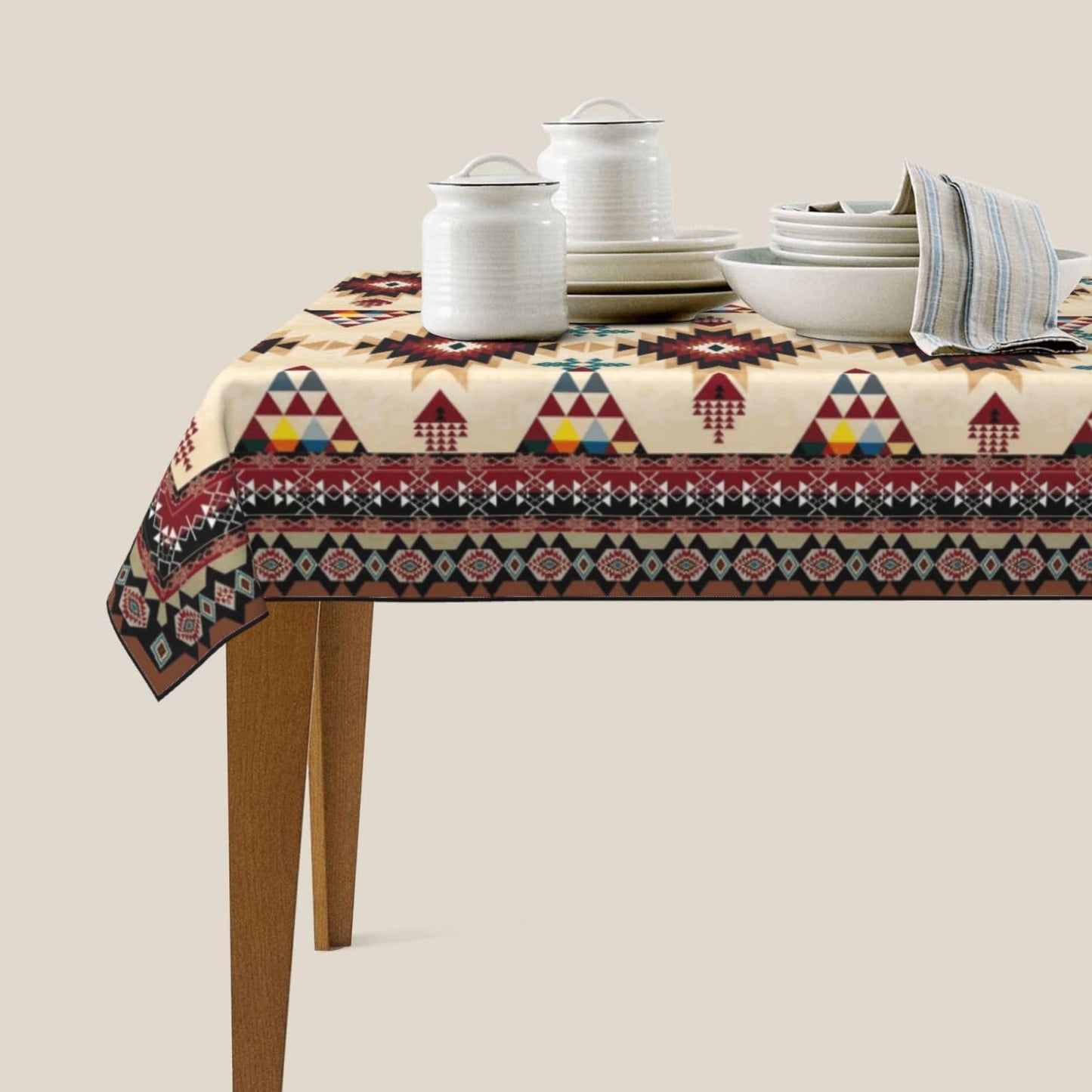 Southwestern Geometric Rectangle Tablecloth 54" x 72", Vibrant Tribal Polyester Waterproof Table Cover, Boho Ethnic Southwest for Dining Room Kitchen Party Indoor Outdoor, Gifts for Rustic Decor Lover