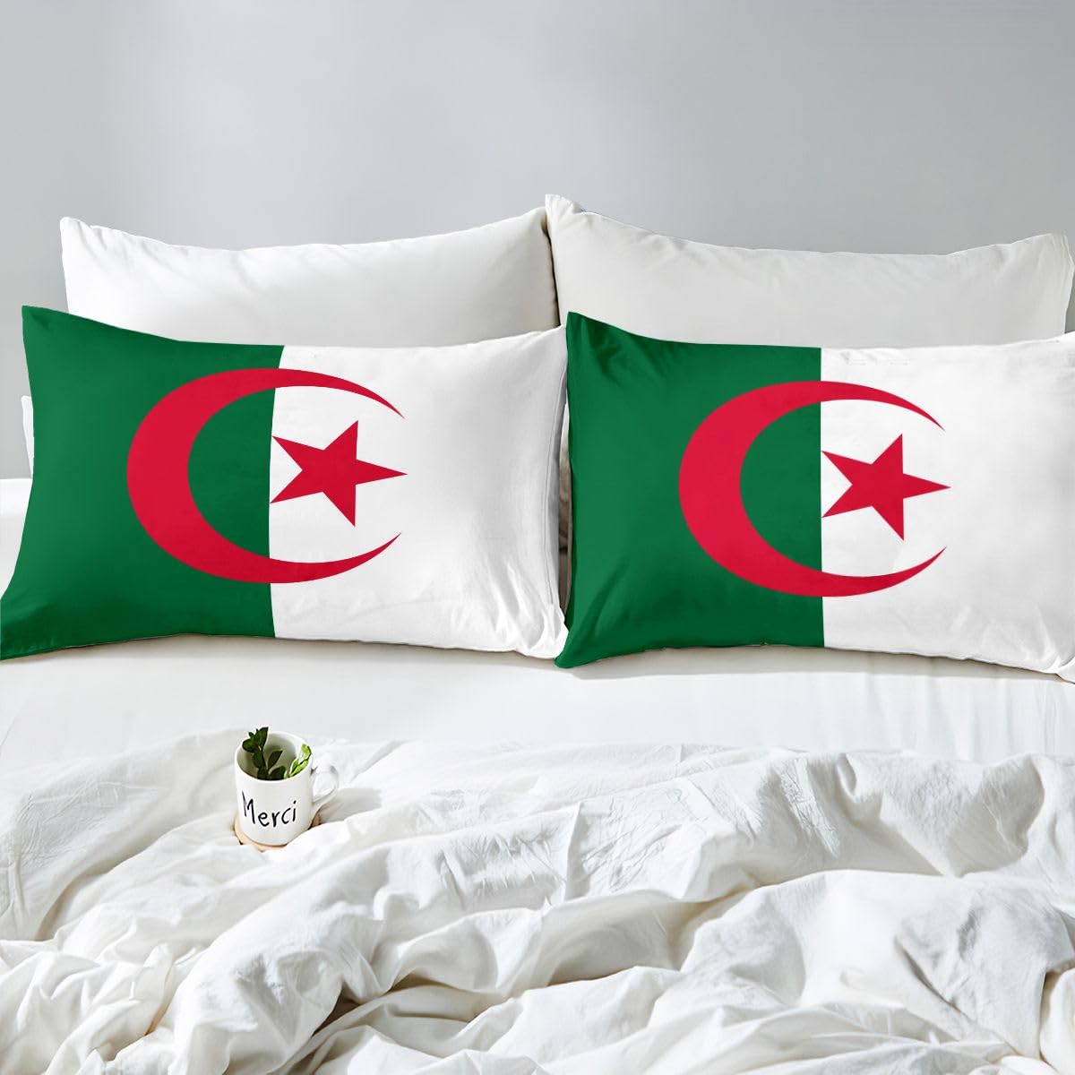 Feelyou Flag of Algeria Duvet Cover Full Size Boys Girls Algerian Bedding Set Breathable Soft International Flag Comforter Cover 3Pcs Soccer Sports Game Bedroom Decor