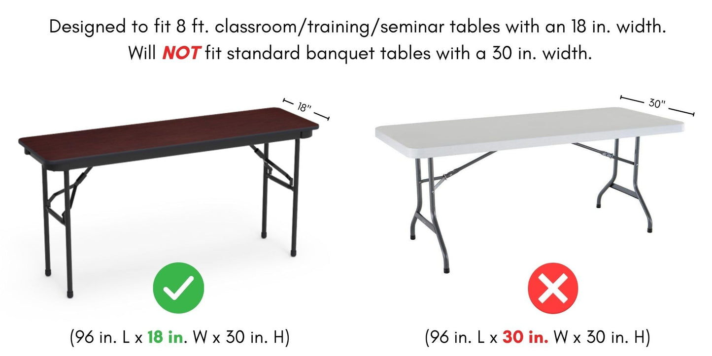 YOUR CHAIR COVERS - 8 ft X 18 inch Fitted Open Back Polyester Rectangular Tablecloth - Black