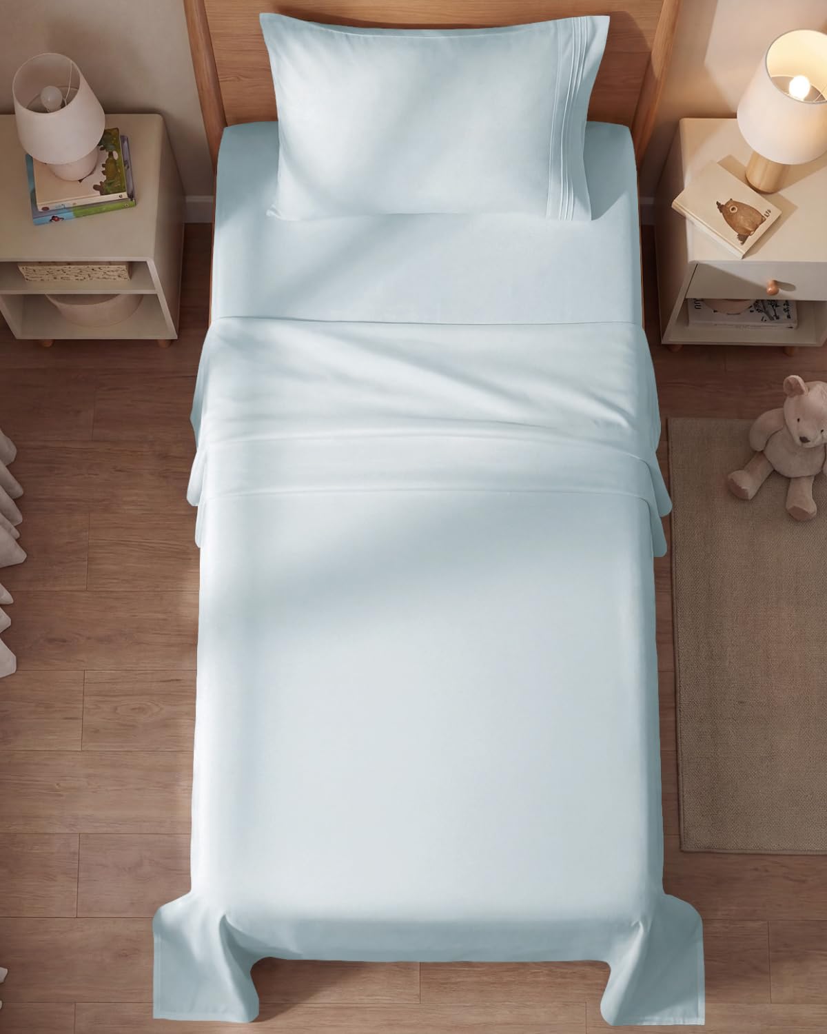 Twin Size 3 Piece Sheet Set - Comfy Breathable & Cooling Sheets - Hotel Luxury Bed Sheets for Women & Men - Deep Pockets, Easy-Fit, Extra Soft & Wrinkle Free Sheets - Ice Blue Oeko-Tex Bed Sheet Set