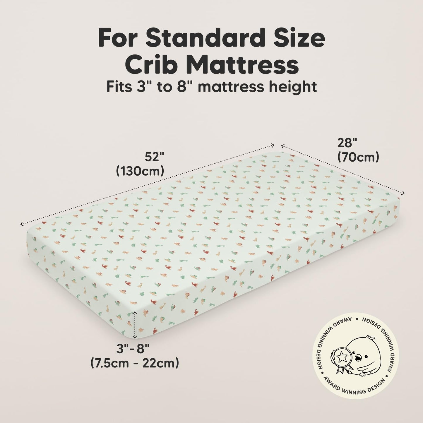 KeaBabies 2-Pack Organic Cotton Crib Sheets for Boys, Girls - 52x28 Fitted Crib Mattress Sheet Neutral, Breathable Cover for Baby Bed Set, Toddler Mattress, Soft & Cute Prints (Roarsome)