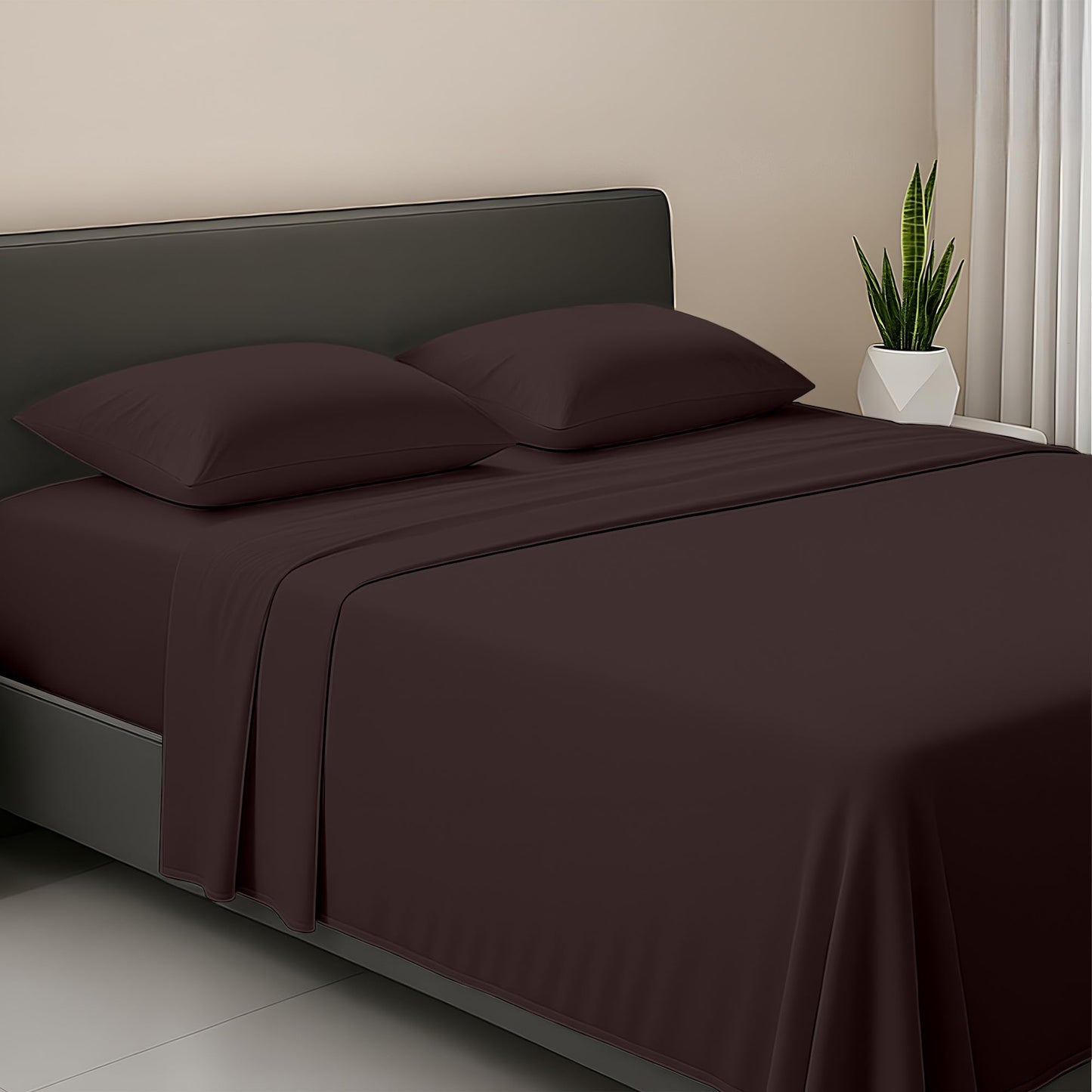 SGI bedding Full Size Chocolate Soft Brushed Luxury Microfiber 4 Piece Sheet Set- Easy Care, Super Soft & Breathable Cool 15" Deep Pocket Fade Wrinkle Stain Resistant