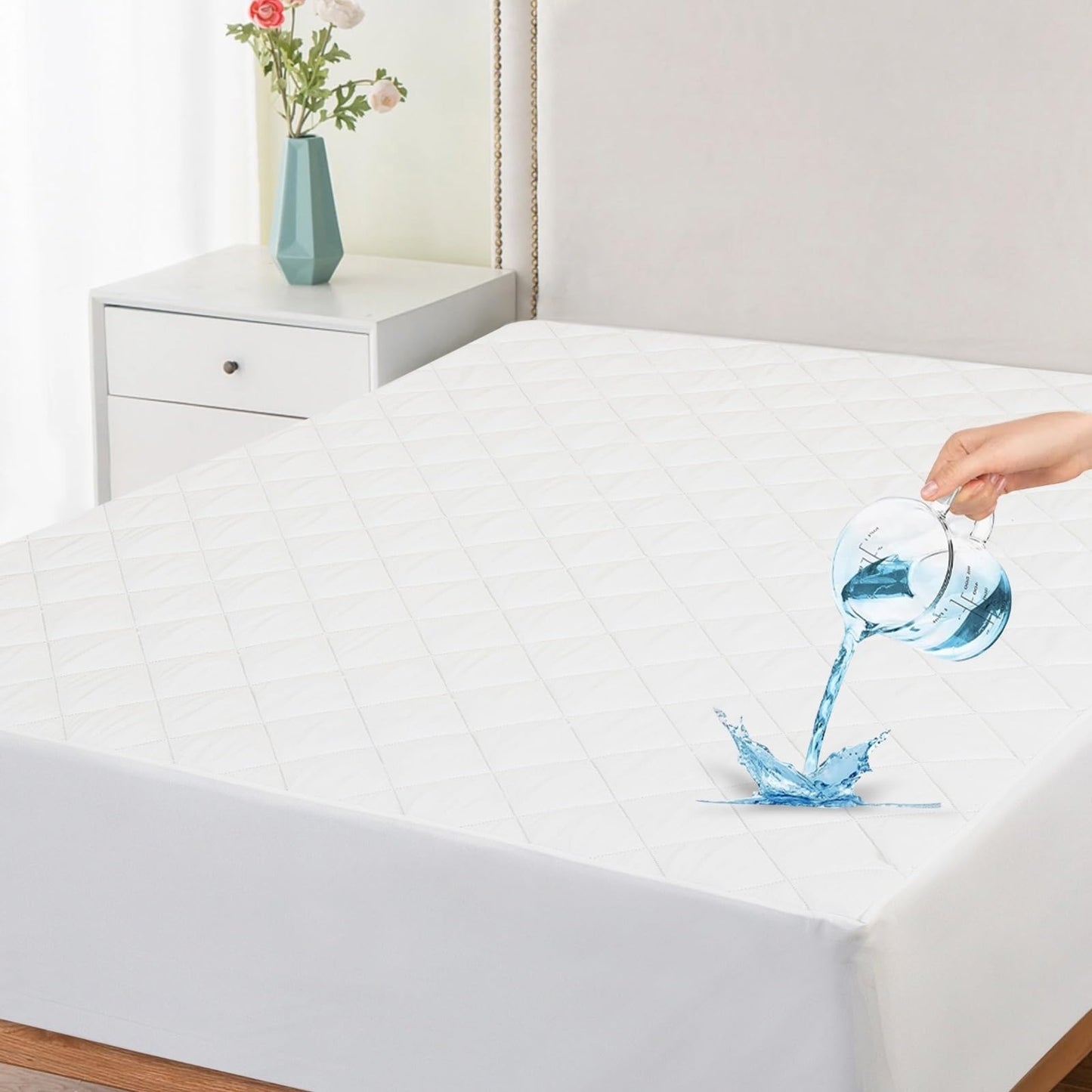 Twin Mattress Protector – Waterproof Mattress Cover – Deep Pocket Fitted up to 18 Inch – Quilted Mattress Pad – Soft, Breathable, Noiseless Bed Cover Protection