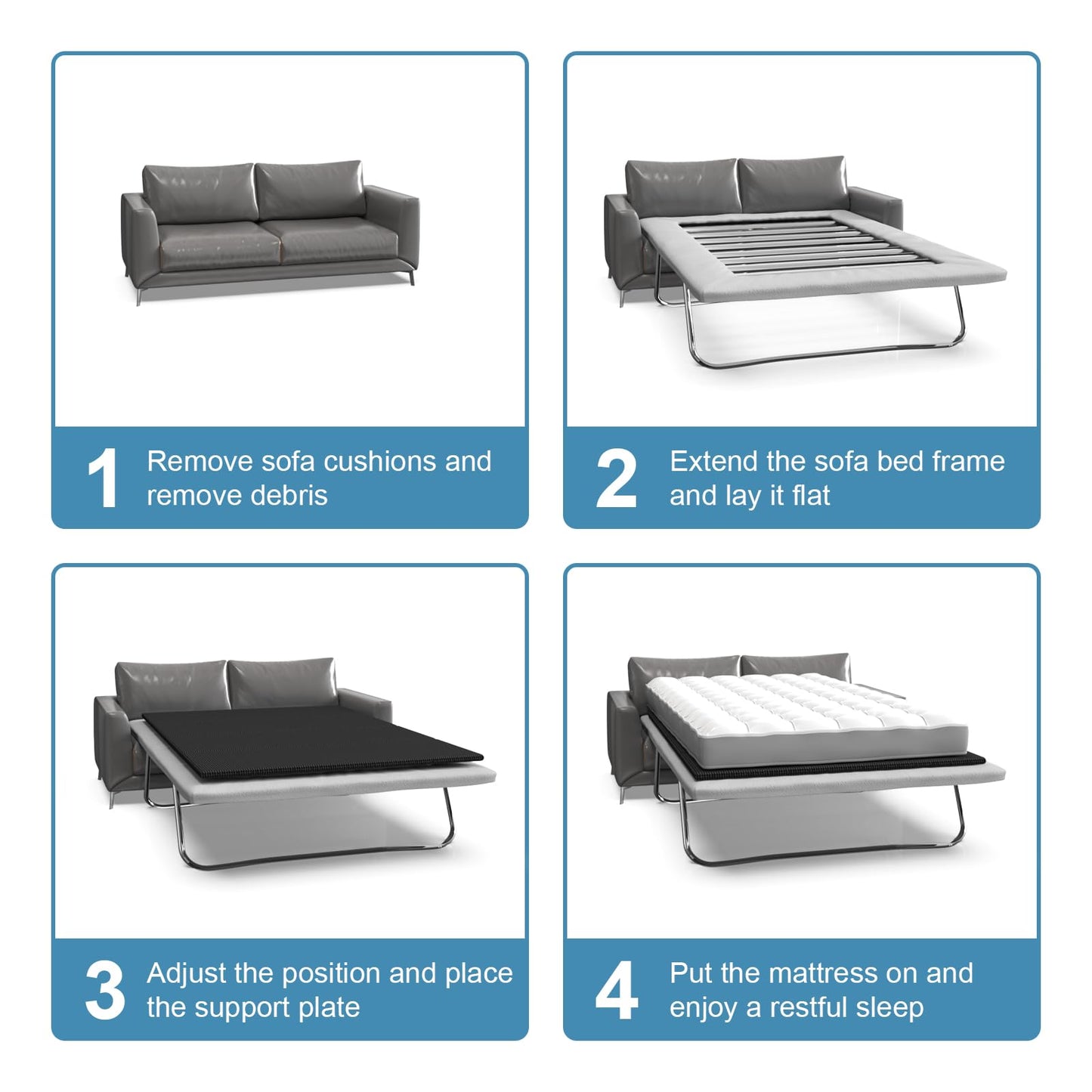 Imperius Sleeper Sofa Support Board 36”x71” Sofa Bed Board for Pull Out Couch, Folds with Frame, Under Mattress Bar Shield, Sofa Bed Support, Folding Bed Board