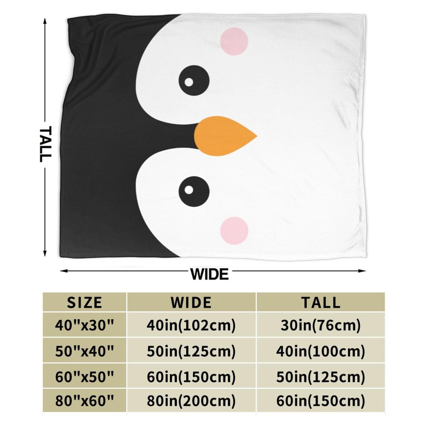 Cute Fun Penguin Blanket Soft Comfy Flannel Throw Blankets Lightweight Warm Bed Throws Plush For Couch Sofa Camping Office Travel Home Bedroom Decor Girls Boys Teens Kids Gifts 50"X40"