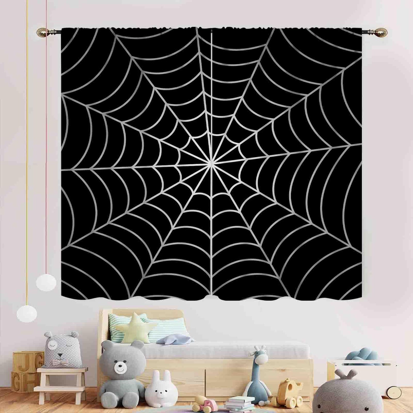 TKUYO Super Hero Spider Curtains, Black Superhero Spider Web Boys Curtains for Kids Baby Room Living Room Bedroom Nursery Playroom Blackout Drapes 2 Panel Sets, 42"x45" Inch
