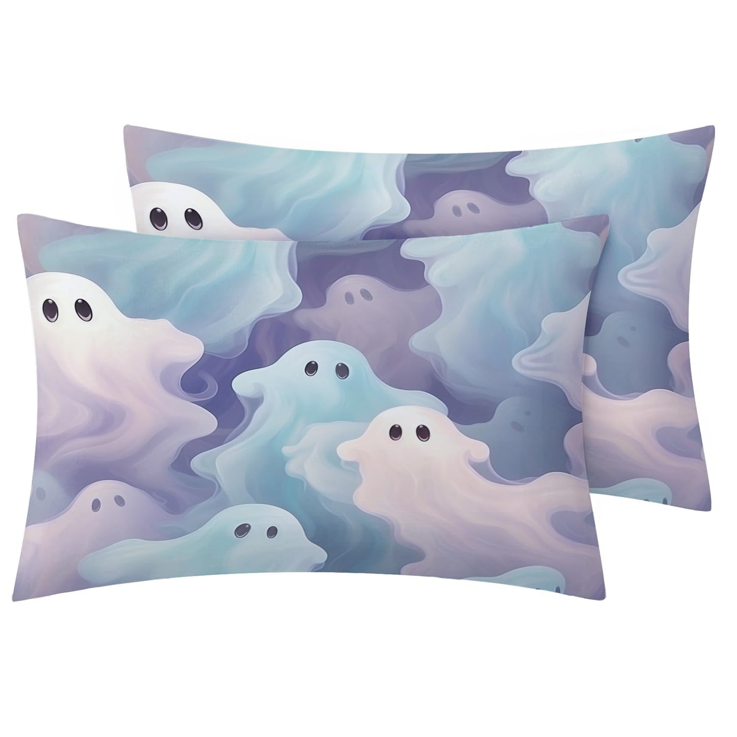 Rejkxyw King Size Sheets Set Cute Ghost - Cartoon Bed Sheets - Kids Boys Girls Sheet Set - 12 Inch Deep Pocket - Ultra Soft Winkle Free Microfiber Bedding Sheets & Pillowcases 4 Piece