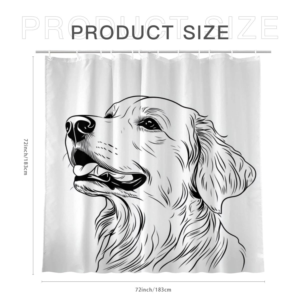 KEEPAEON Golden Retriever Shower Curtains Stick Figure Shower Curtain Set Waterproof Shower Curtains for Bathroom, with 12 Hooks, 72 x 72 Inch